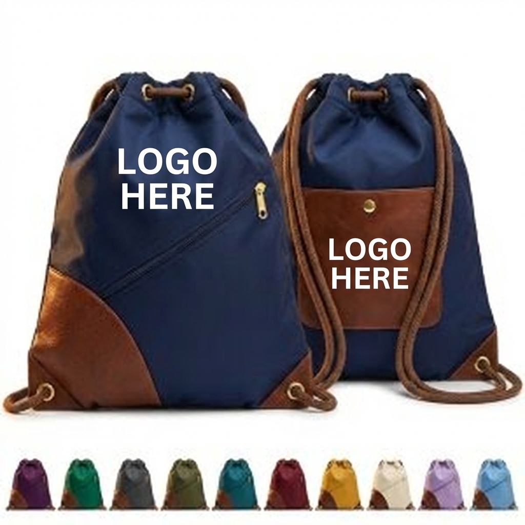 Durable Polyester Drawstring Backpack with Secure Zip Pocket